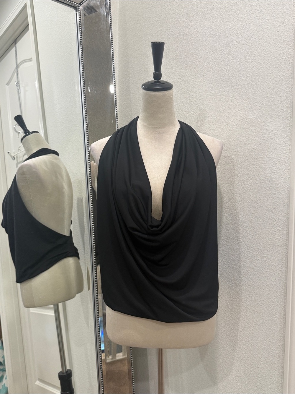 BCBGMaxAzria Black Backless Halter Top